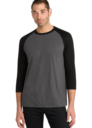 District ® Perfect Tri® 3/4-Sleeve Raglan. DM136 - Black/ Black Frost | District