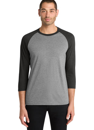District ® Perfect Tri® 3/4-Sleeve Raglan. DM136 - Black Frost/ Grey Frost | District