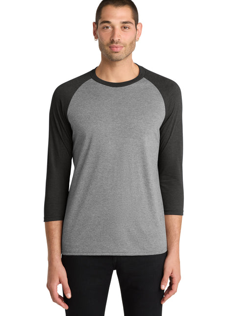 District ® Perfect Tri® 3/4-Sleeve Raglan. DM136 - Black Frost/ Grey Frost | District