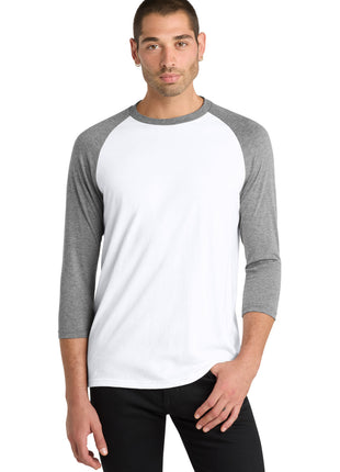 District ® Perfect Tri® 3/4-Sleeve Raglan. DM136 - Grey Frost/ White | District