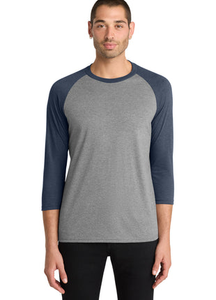 District ® Perfect Tri® 3/4-Sleeve Raglan. DM136 - Navy Frost/ Grey Frost | District