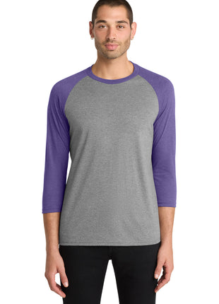 District ® Perfect Tri® 3/4-Sleeve Raglan. DM136 - Purple Frost/ Grey Frost | District
