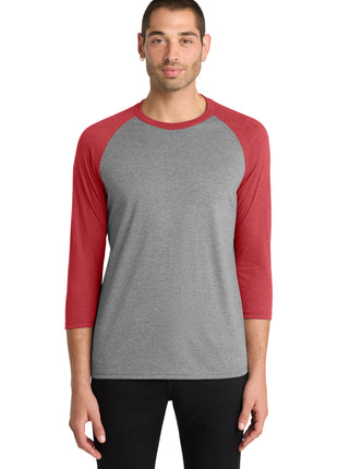 District ® Perfect Tri® 3/4-Sleeve Raglan. DM136 - Red Frost/ Grey Frost | District
