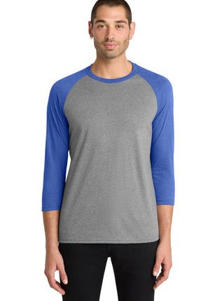 District ® Perfect Tri® 3/4-Sleeve Raglan. DM136 - Royal Frost/ Grey Frost | District