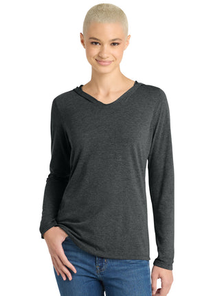 District® Women's Perfect Tri® Long Sleeve Hoodie. DM139L - Black Frost | District