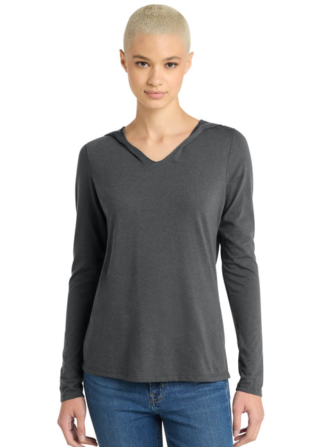 District® Women's Perfect Tri® Long Sleeve Hoodie. DM139L - Charcoal | District