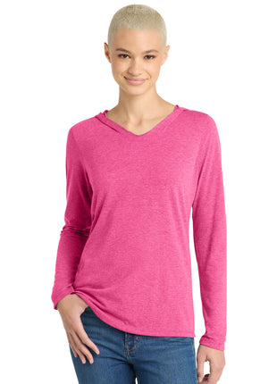 District® Women's Perfect Tri® Long Sleeve Hoodie. DM139L - Fuchsia Frost | District