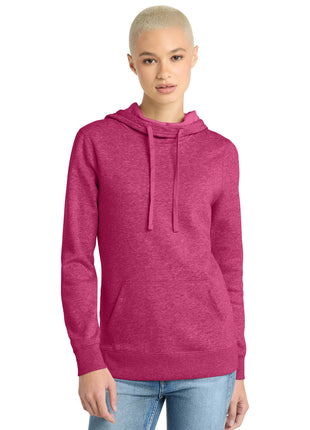 District ® Women's Lightweight Fleece Hoodie. DM493 - Heathered Pink Azalea | District