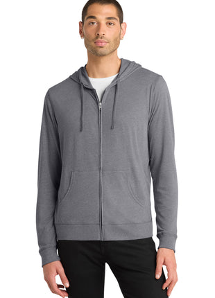 District® Jersey Full-Zip Hoodie. DT1100 - Dark Heather Grey | District