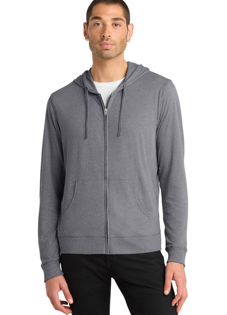 District® Jersey Full-Zip Hoodie. DT1100 - Dark Heather Grey | District