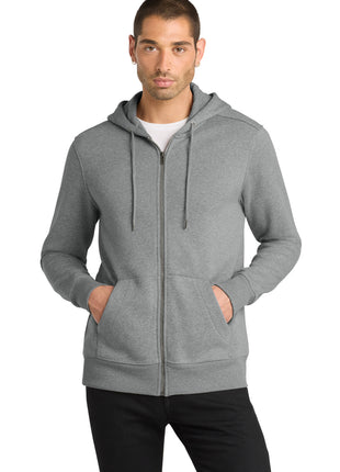 District ® Perfect Weight ® Fleece Full-Zip Hoodie DT1103 - Heathered Steel | District