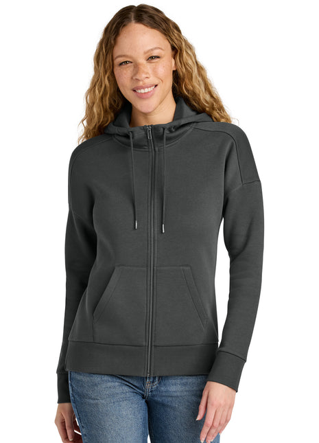 District ® Women's Perfect Weight ® Fleece Drop Shoulder Full-Zip Hoodie DT1104 - Charcoal | District
