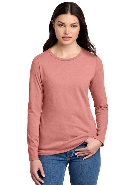 District® Women's Perfect Blend® CVC Long Sleeve Tee DT110 - Blush Frost | District