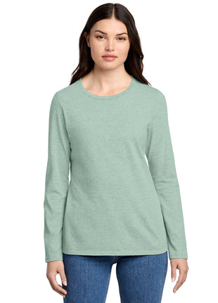 District® Women's Perfect Blend® CVC Long Sleeve Tee DT110 - Heathered Dusty Sage | District