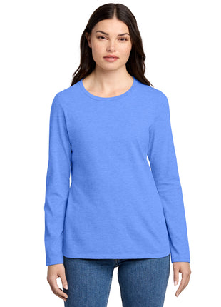 District® Women's Perfect Blend® CVC Long Sleeve Tee DT110 - Heathered Royal | District