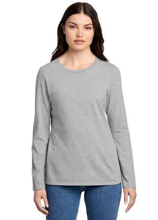 District® Women's Perfect Blend® CVC Long Sleeve Tee DT110 - Light Heather Grey | District