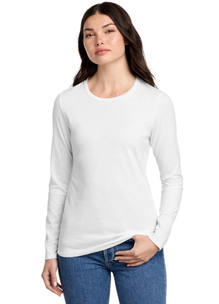 District® Women's Perfect Blend® CVC Long Sleeve Tee DT110 - White | District