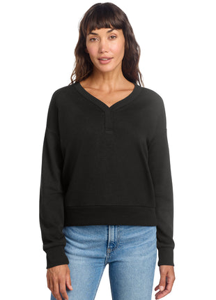 District® Women's Perfect Tri® Fleece V-Neck Sweatshirt DT1312 - Black | District