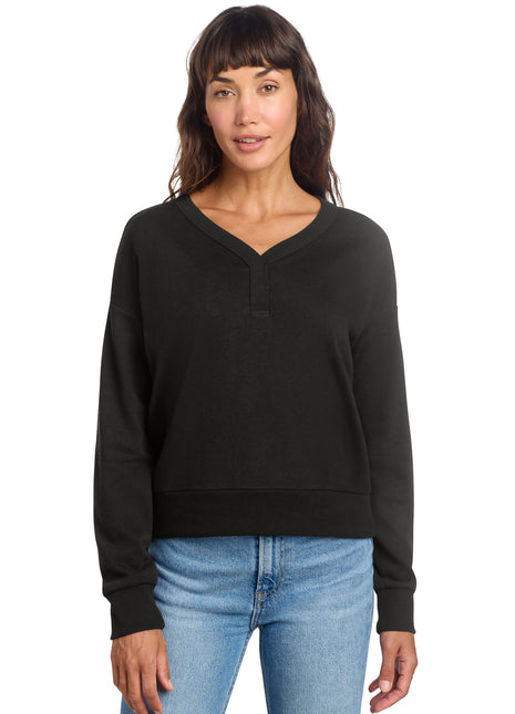 District® Women's Perfect Tri® Fleece V-Neck Sweatshirt DT1312 - Black | District
