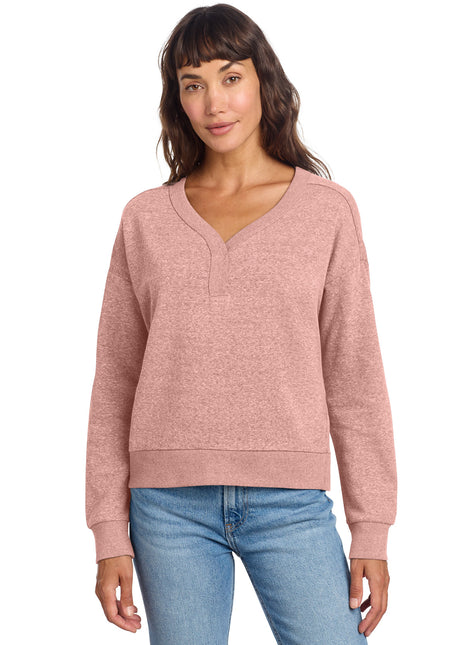 District® Women's Perfect Tri® Fleece V-Neck Sweatshirt DT1312 - Blush Frost | District