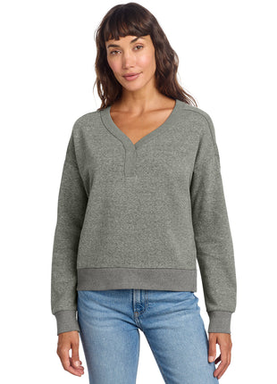 District® Women's Perfect Tri® Fleece V-Neck Sweatshirt DT1312 - Heathered Charcoal | District