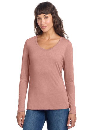 District® Women's Perfect Tri® Long Sleeve V-Neck Tee DT135 - Blush Frost | District