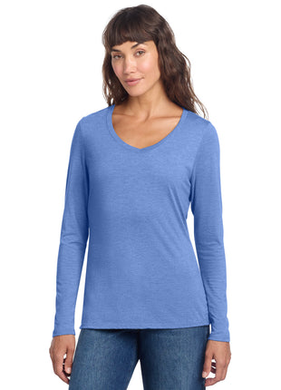 District® Women's Perfect Tri® Long Sleeve V-Neck Tee DT135 - Maritime Frost | District