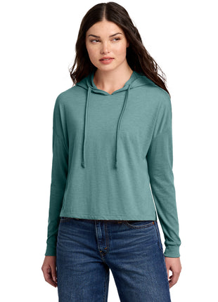 District® Women's Perfect Tri® Midi Long Sleeve Hoodie DT1390L - Heathered Eucalyptus Blue | District