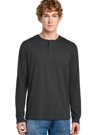 District® Perfect Tri® Long Sleeve Henley DT145 - Black Frost | District