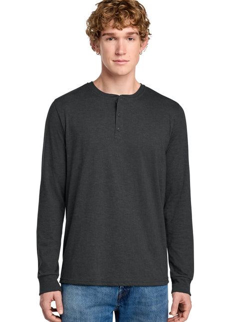 District® Perfect Tri® Long Sleeve Henley DT145 - Black Frost | District