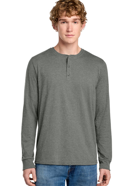 District® Perfect Tri® Long Sleeve Henley DT145 - Heathered Charcoal | District