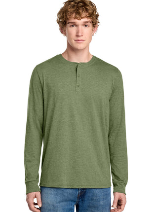 District® Perfect Tri® Long Sleeve Henley DT145 - Military Green Frost | District