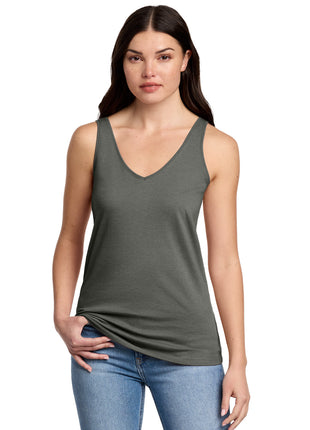 District® Women's Perfect Blend® CVC V-Neck Tank DT154 - Heathered Charcoal | District