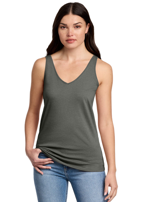 District® Women's Perfect Blend® CVC V-Neck Tank DT154 - Heathered Charcoal | District