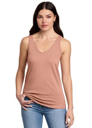 District® Women's Perfect Blend® CVC V-Neck Tank DT154 - Nostalgia Rose Heather | District