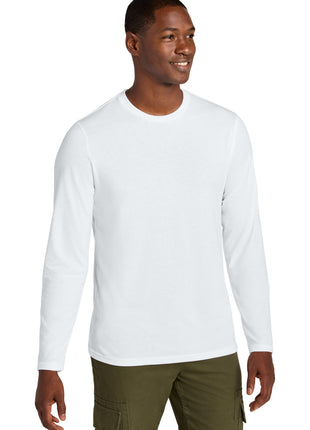 District® Perfect Weight® CVC Long Sleeve Tee DT185 - Bright White | District