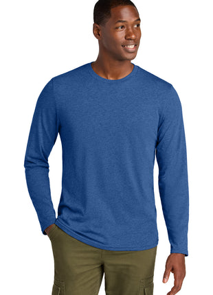 District® Perfect Weight® CVC Long Sleeve Tee DT185 - Heathered Deep Royal | District