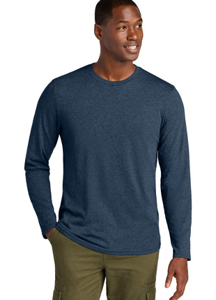 District® Perfect Weight® CVC Long Sleeve Tee DT185 - Heathered Navy | District