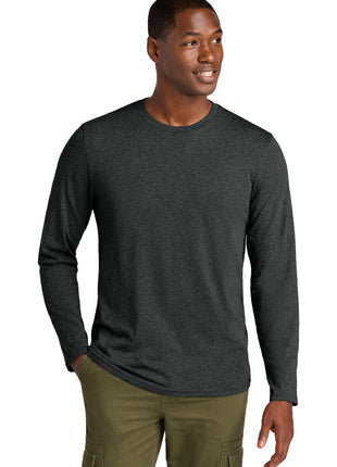District® Perfect Weight® CVC Long Sleeve Tee DT185 - Jet Black Heather | District