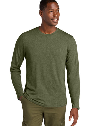 District® Perfect Weight® CVC Long Sleeve Tee DT185 - Military Green Heather | District