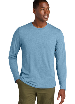 District® Perfect Weight® CVC Long Sleeve Tee DT185 - Tundra Blue Heather | District