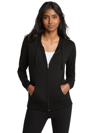 District® Women's Fitted Jersey Full-Zip Hoodie. DT2100 - Black | District