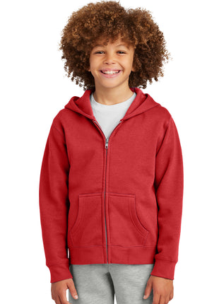 District® Youth V.I.T.™ Fleece Full-Zip Hoodie DT6102Y - Classic Red | District