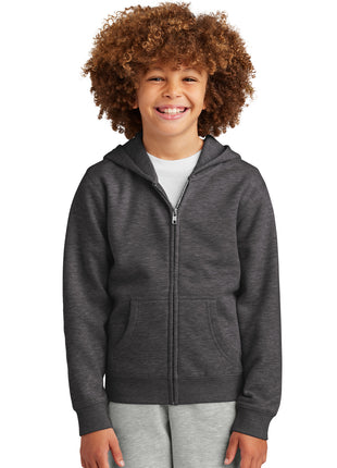 District® Youth V.I.T.™ Fleece Full-Zip Hoodie DT6102Y - Heathered Charcoal | District