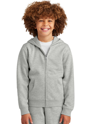 District® Youth V.I.T.™ Fleece Full-Zip Hoodie DT6102Y - Light Heather Grey | District