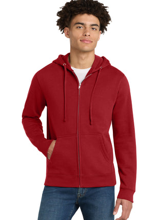 District® V.I.T.™Fleece Full-Zip Hoodie DT6102 - Classic Red | District