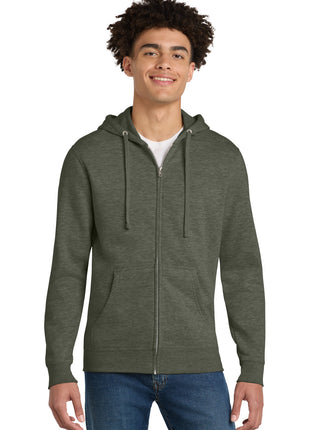 District® V.I.T.™Fleece Full-Zip Hoodie DT6102 - Heathered Olive | District
