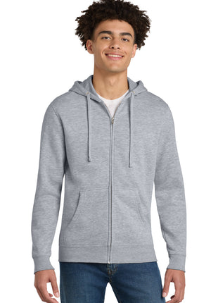 District® V.I.T.™Fleece Full-Zip Hoodie DT6102 - Light Heather Grey | District