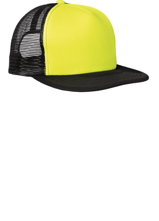 District® Flat Bill Snapback Trucker Cap. DT624 - Neon Yellow | District