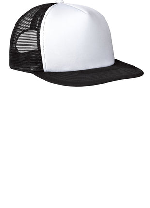 District® Flat Bill Snapback Trucker Cap. DT624 - White | District